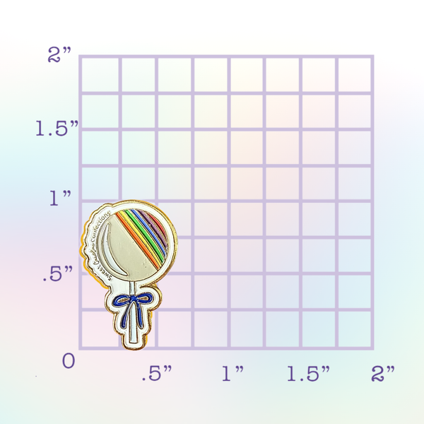 Rainbow Sparkle Lollipop Enamel Pin 1" - Sweet Caroline Confections | The Original Sparkle Lollipops
