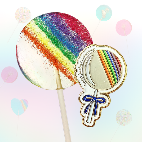 Rainbow Sparkle Lollipop Enamel Pin 1" - Sweet Caroline Confections | The Original Sparkle Lollipops