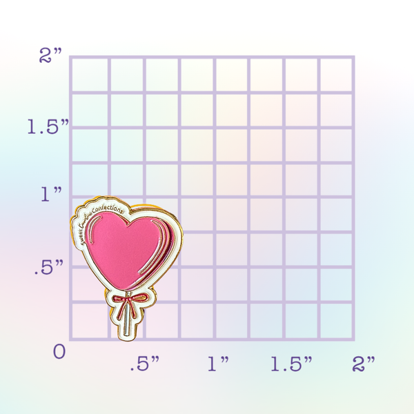Pink Heart Sparkle Lollipop Enamel Pin 1" - Sweet Caroline Confections | The Original Sparkle Lollipops