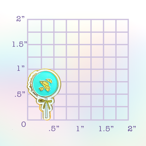 Teal and Gold Sparkle Lollipop Enamel Pin 1"