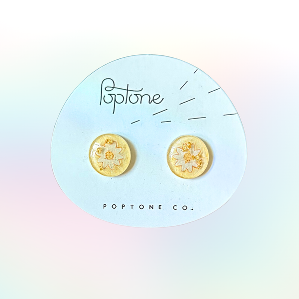 Daisy Resin Stud Earrings x Poptone - Sweet Caroline Confections | The Original Sparkle Lollipops