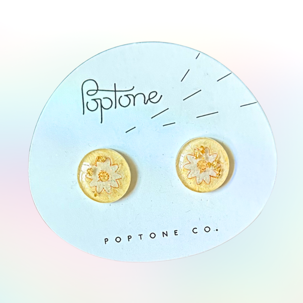 Daisy Resin Stud Earrings x Poptone - Sweet Caroline Confections | The Original Sparkle Lollipops