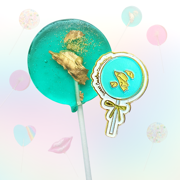 Teal and Gold Sparkle Lollipop Enamel Pin 1"