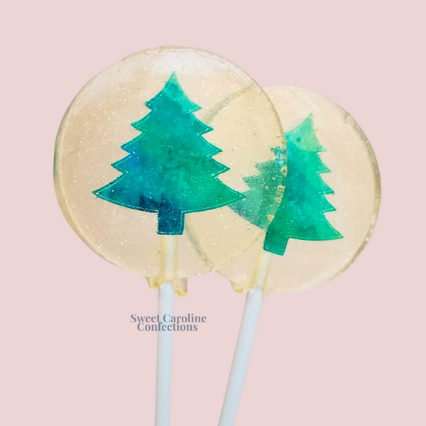 Green Christmas Tree Lollipops, Set of 6