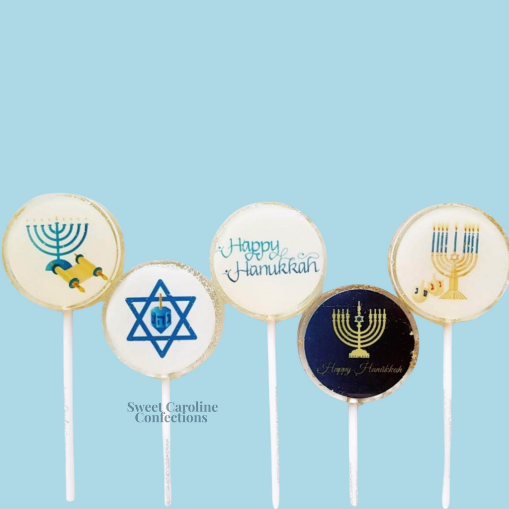 Happy Hanukkah Lollipops, Set of 4 - Sweet Caroline Confections | The Original Sparkle Lollipops