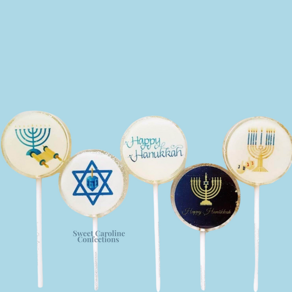 Happy Hanukkah Lollipops, Set of 4 - Sweet Caroline Confections | The Original Sparkle Lollipops