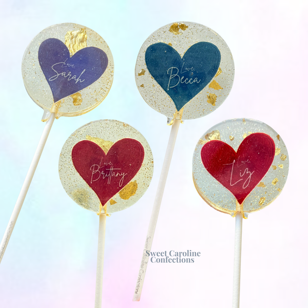 Personalized Valentine's Day Lollipops, Set of 6 - Sweet Caroline Confections | The Original Sparkle Lollipops