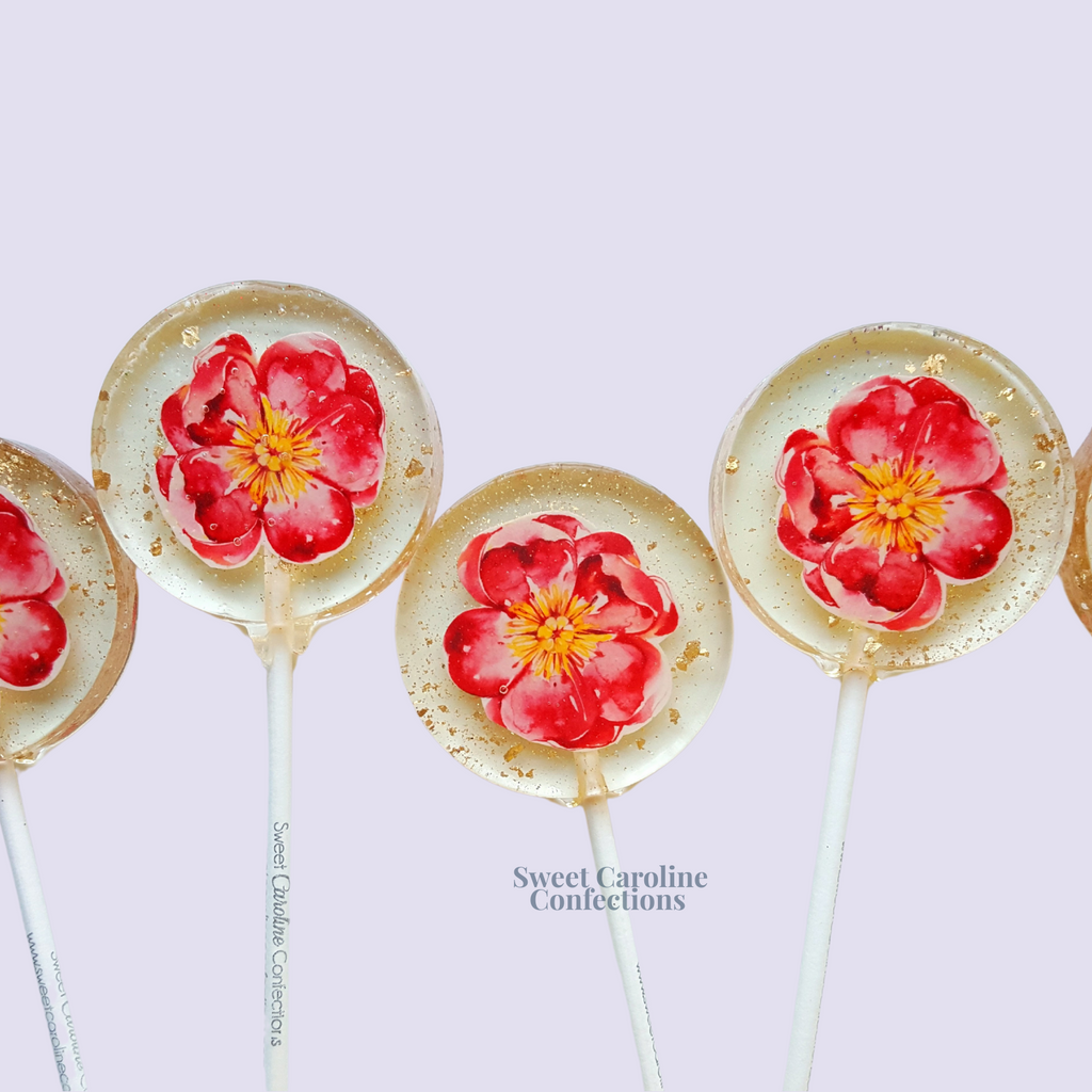00477 HOT PINK FLOWER - Sweet Caroline Confections | The Original Sparkle Lollipops