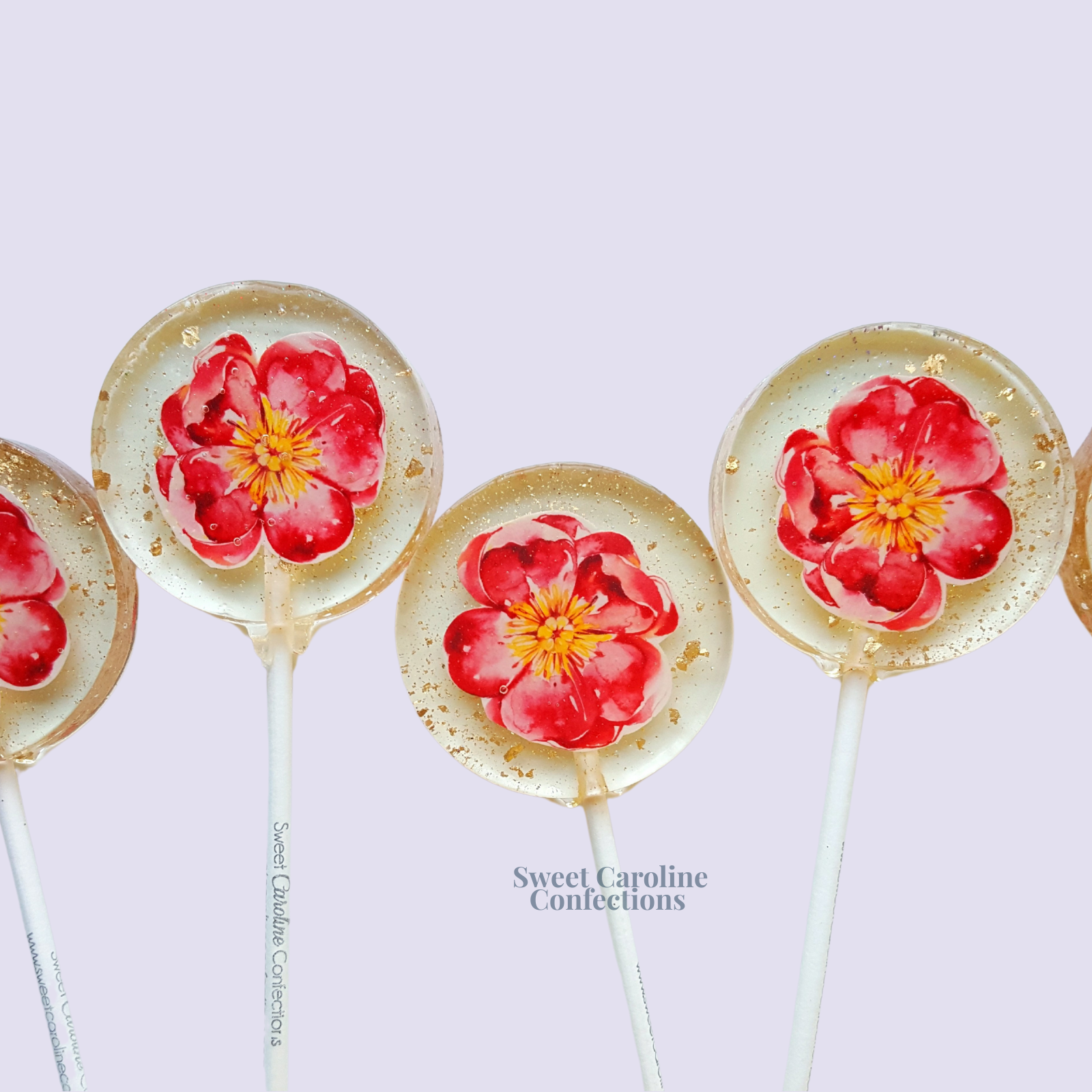 00477 HOT PINK FLOWER - Sweet Caroline Confections | The Original Sparkle Lollipops