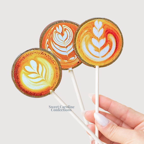 Pumpkin Spice Latte Art Lollipops | Made with Pumpkin Spice | Set of 6