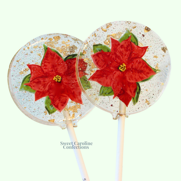 00458 POINSETTIA - Sweet Caroline Confections | The Original Sparkle Lollipops