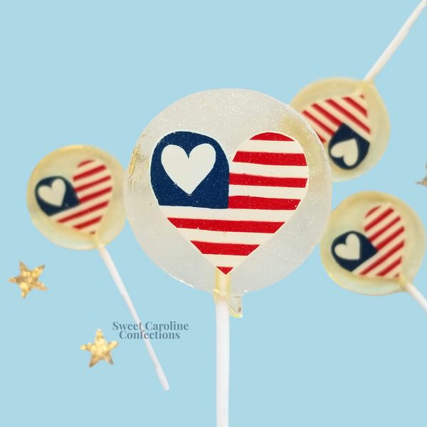 USA Flag Lollipop, Set of 4 - Sweet Caroline Confections | The Original Sparkle Lollipops