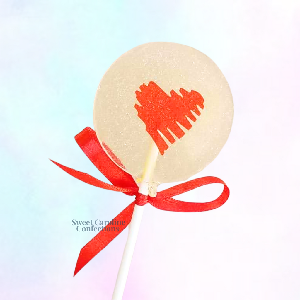 00404 SWIRLY RED HEART - Sweet Caroline Confections | The Original Sparkle Lollipops