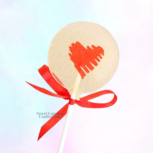 00404 SWIRLY RED HEART - Sweet Caroline Confections | The Original Sparkle Lollipops