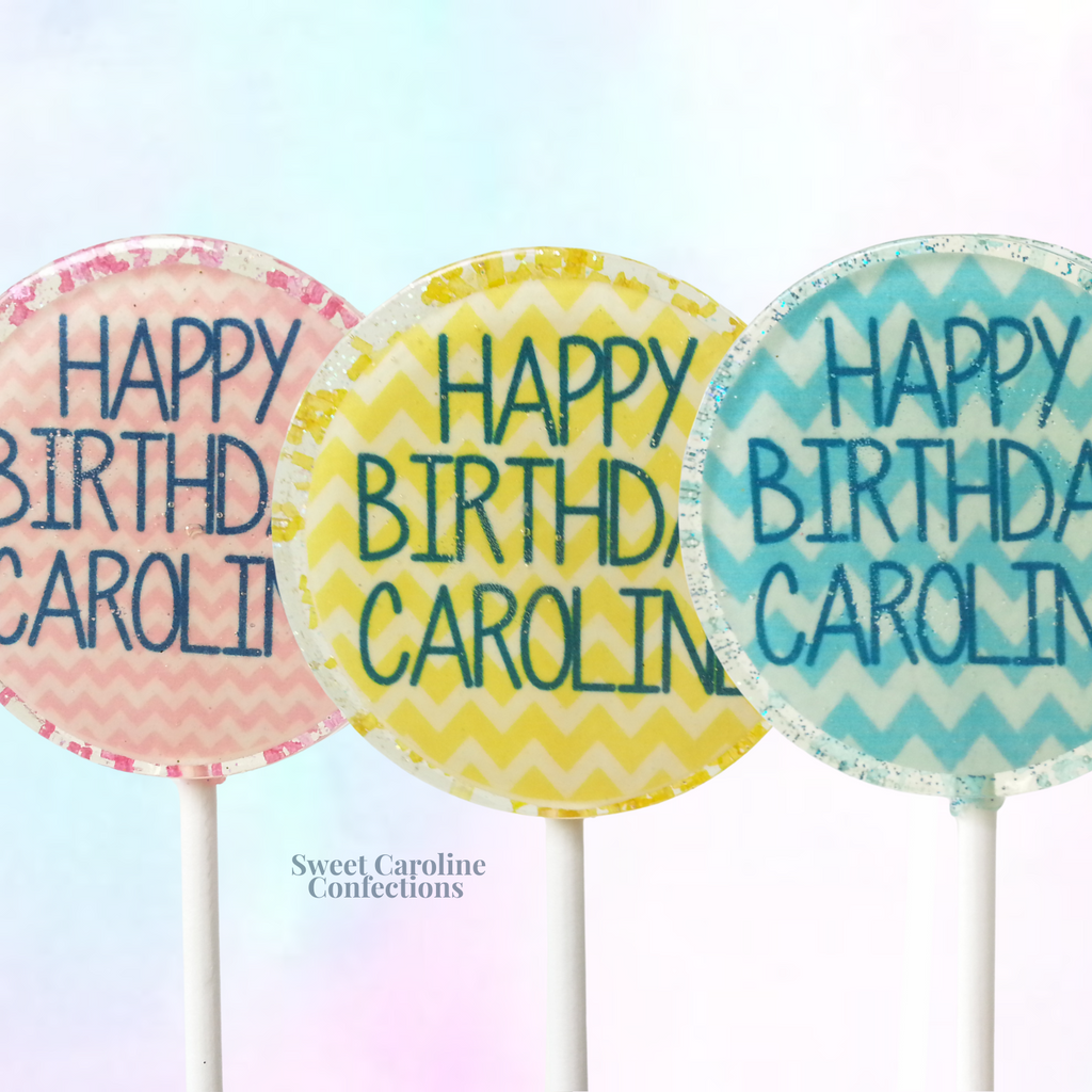 00375 CHEVRON BIRTHDAY - Sweet Caroline Confections | The Original Sparkle Lollipops