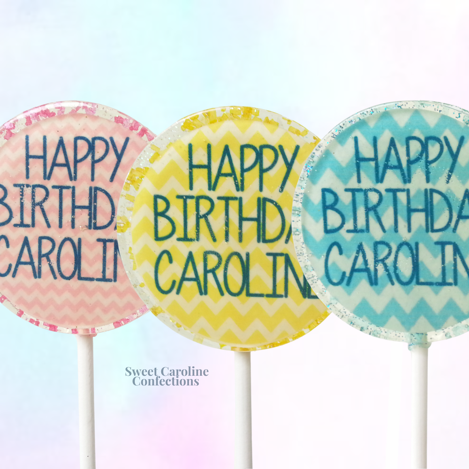 00375 CHEVRON BIRTHDAY - Sweet Caroline Confections | The Original Sparkle Lollipops