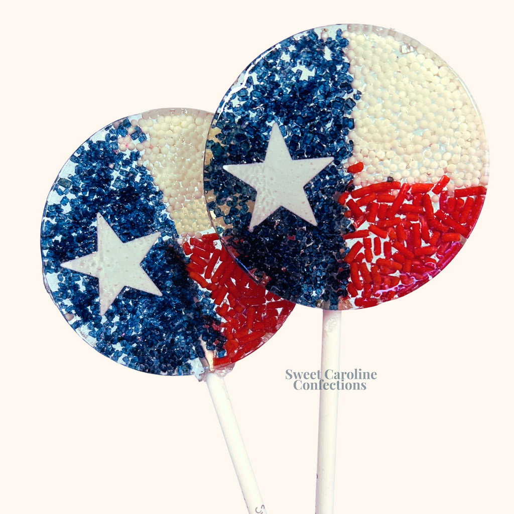 00507 TEXAS FLAG - Sweet Caroline Confections | The Original Sparkle Lollipops