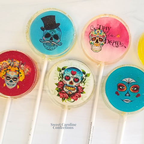 Day of the Dead Lollipops, Dia de los Muertos Lollipops, Set of 4 - Sweet Caroline Confections | The Original Sparkle Lollipops