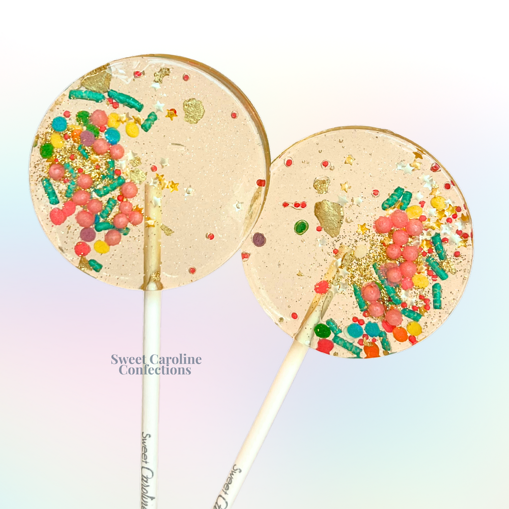 Birthday Cake Sparkle Lollipops, Set of 4 - Sweet Caroline Confections | The Original Sparkle Lollipops