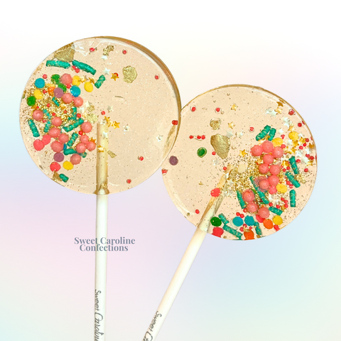 Birthday Cake Sparkle Lollipops, Set of 4 - Sweet Caroline Confections | The Original Sparkle Lollipops
