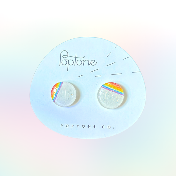 Rainbow Lollipop Resin Stud Earrings x Poptone - Sweet Caroline Confections | The Original Sparkle Lollipops