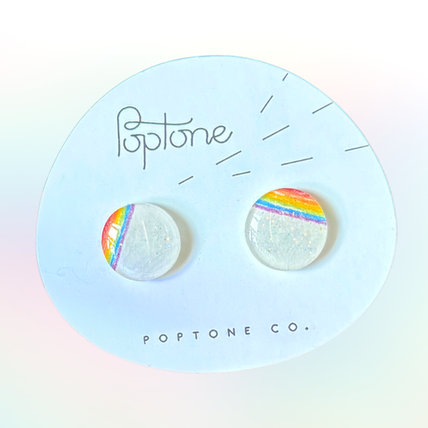 Rainbow Lollipop Resin Stud Earrings x Poptone - Sweet Caroline Confections | The Original Sparkle Lollipops
