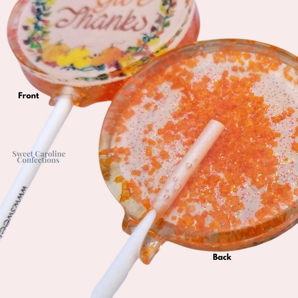 Give Thanks Lollipops, Set of 4 - Sweet Caroline Confections | The Original Sparkle Lollipops