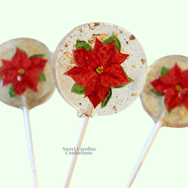 00458 POINSETTIA - Sweet Caroline Confections | The Original Sparkle Lollipops