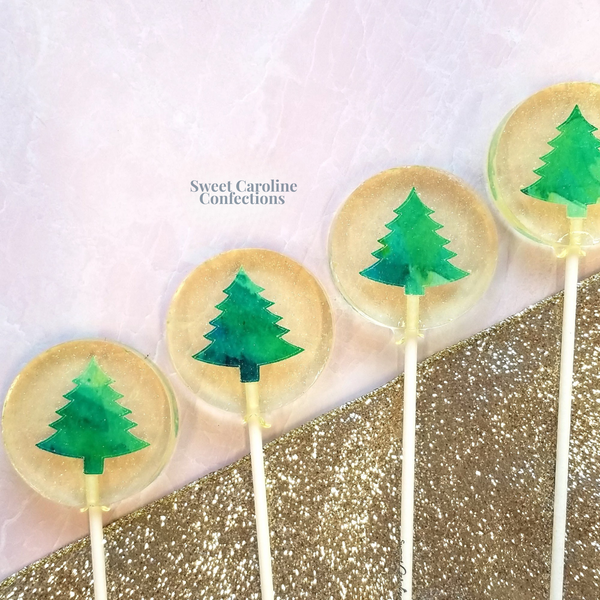 Green Christmas Tree Lollipops, Set of 6