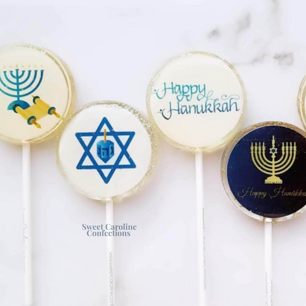 Happy Hanukkah Lollipops, Set of 4 - Sweet Caroline Confections | The Original Sparkle Lollipops