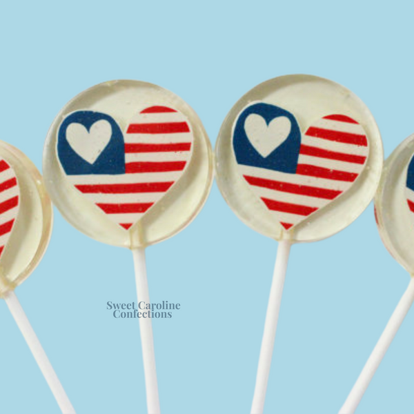 USA Flag Lollipop, Set of 4 - Sweet Caroline Confections | The Original Sparkle Lollipops