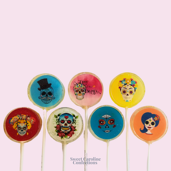 Day of the Dead Lollipops, Dia de los Muertos Lollipops, Set of 4 - Sweet Caroline Confections | The Original Sparkle Lollipops