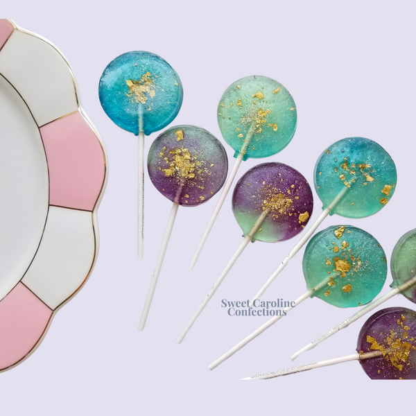 00345 AQUA AND PURPLE WATERCOLOR - Sweet Caroline Confections | The Original Sparkle Lollipops