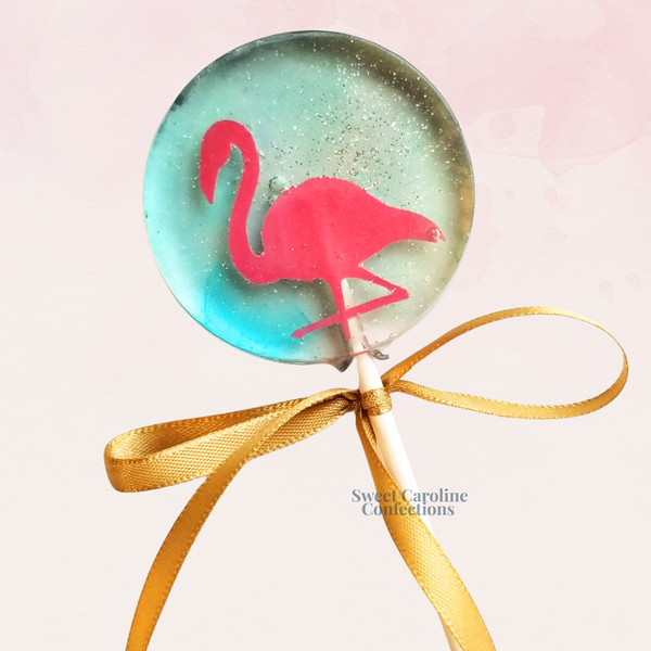 00538 FLAMINGO - Sweet Caroline Confections | The Original Sparkle Lollipops