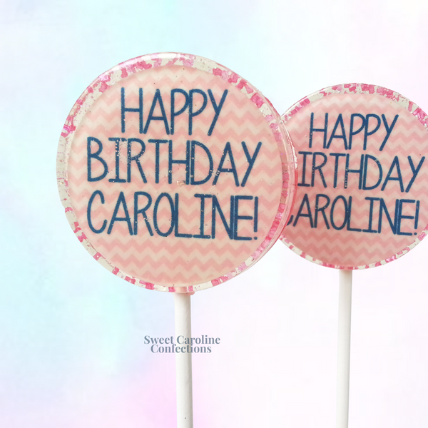 00375 CHEVRON BIRTHDAY - Sweet Caroline Confections | The Original Sparkle Lollipops