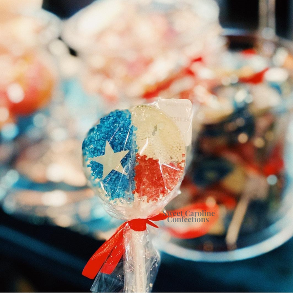 00507 TEXAS FLAG - Sweet Caroline Confections | The Original Sparkle Lollipops