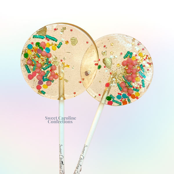 Birthday Cake Sparkle Lollipops, Set of 4 - Sweet Caroline Confections | The Original Sparkle Lollipops