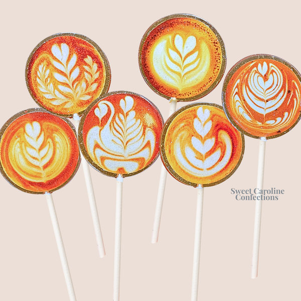 Pumpkin Spice Latte Art Lollipops | Made with Pumpkin Spice | Set of 6