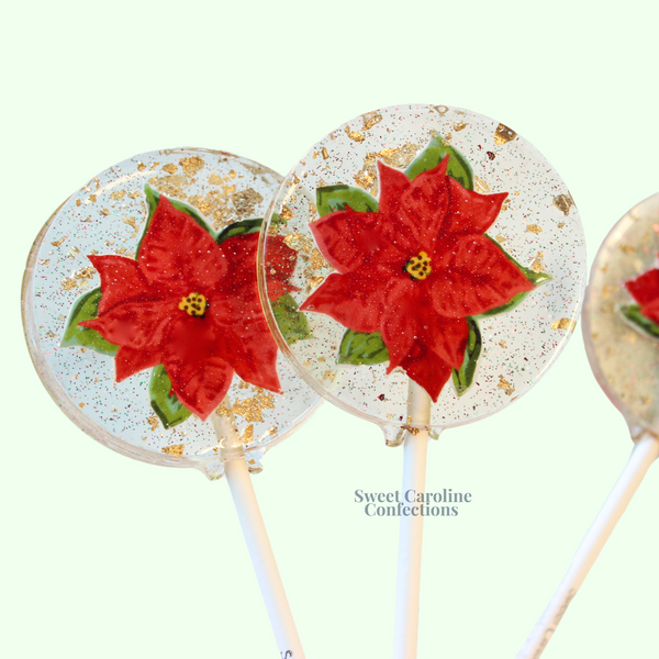 00458 POINSETTIA - Sweet Caroline Confections | The Original Sparkle Lollipops