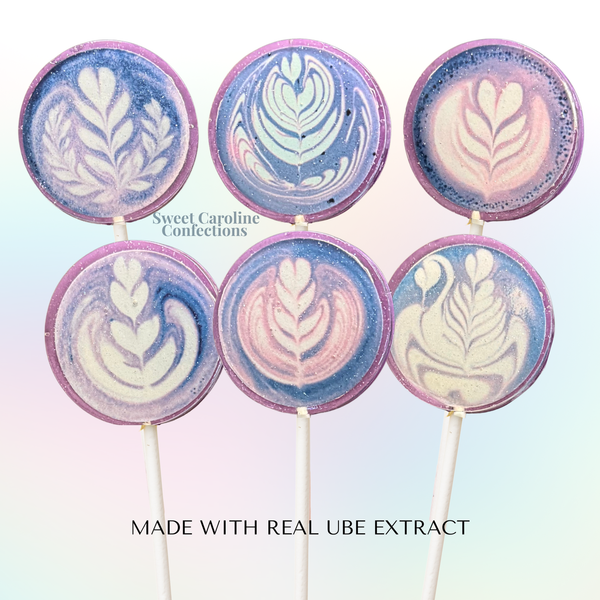 Ube Latte Art Lollipops | Real Ube Extract | Set of 6