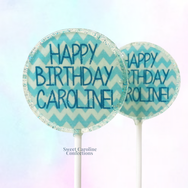 00375 CHEVRON BIRTHDAY - Sweet Caroline Confections | The Original Sparkle Lollipops