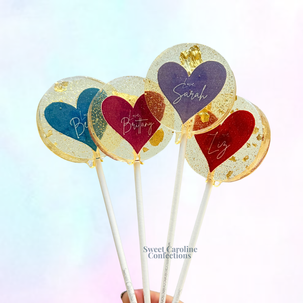 Personalized Valentine's Day Lollipops, Set of 6 - Sweet Caroline Confections | The Original Sparkle Lollipops