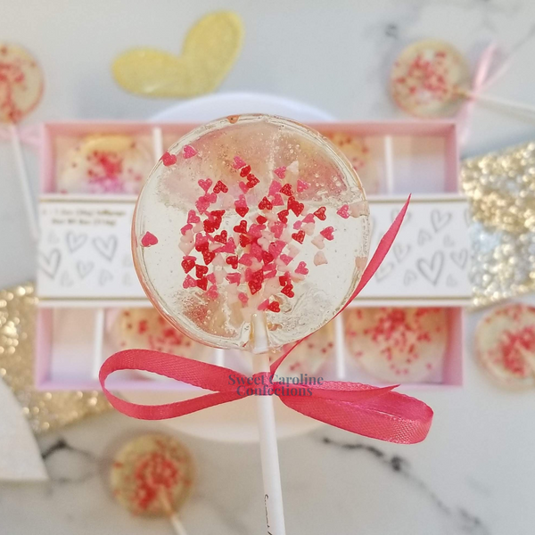 00400 VALENTINES DAY BOX WITH MINI HEARTS MIX - Sweet Caroline Confections | The Original Sparkle Lollipops