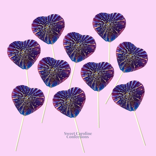 NEW! Faceted Heart Ombre Lollipops, Tropical Punch, Set of 6