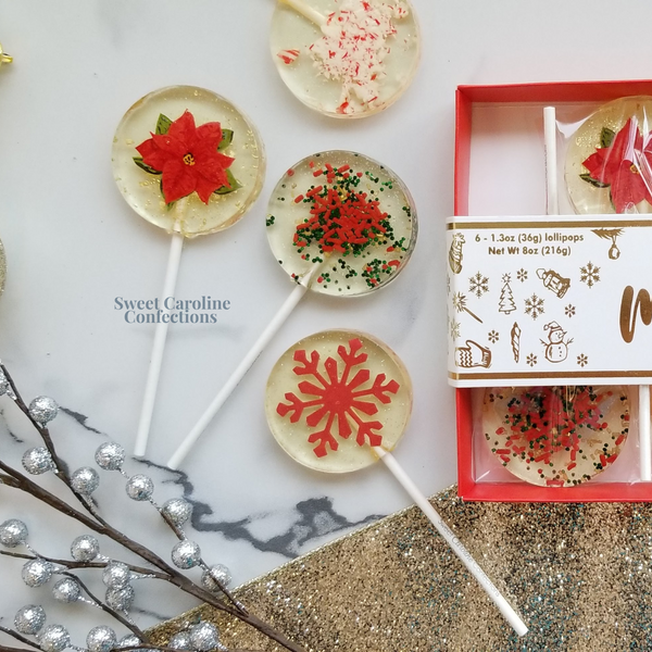 Merry Christmas Gift Box, Set of 6 - Sweet Caroline Confections | The Original Sparkle Lollipops