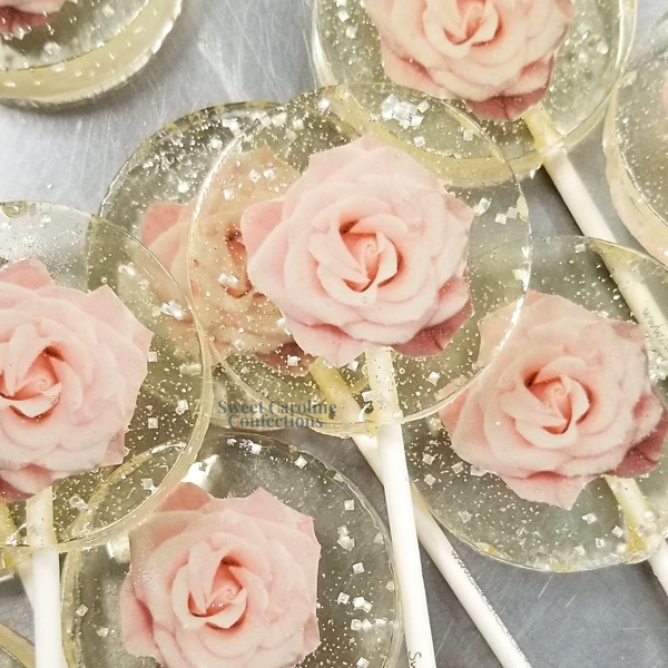00481 PINK ROSE - Sweet Caroline Confections | The Original Sparkle Lollipops