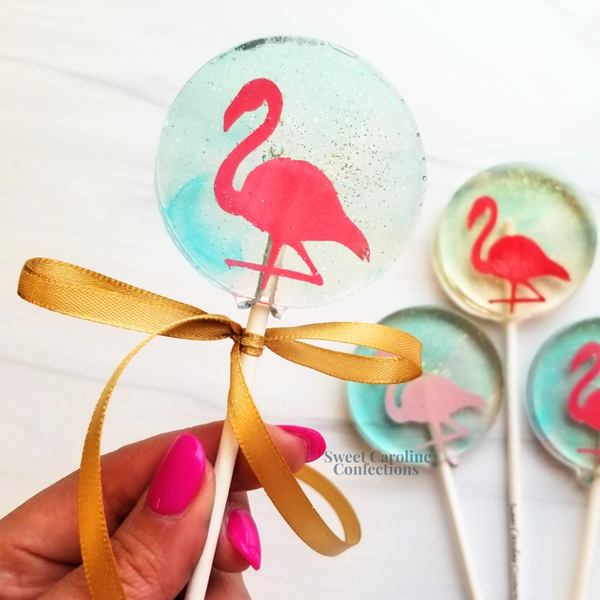 00538 FLAMINGO - Sweet Caroline Confections | The Original Sparkle Lollipops