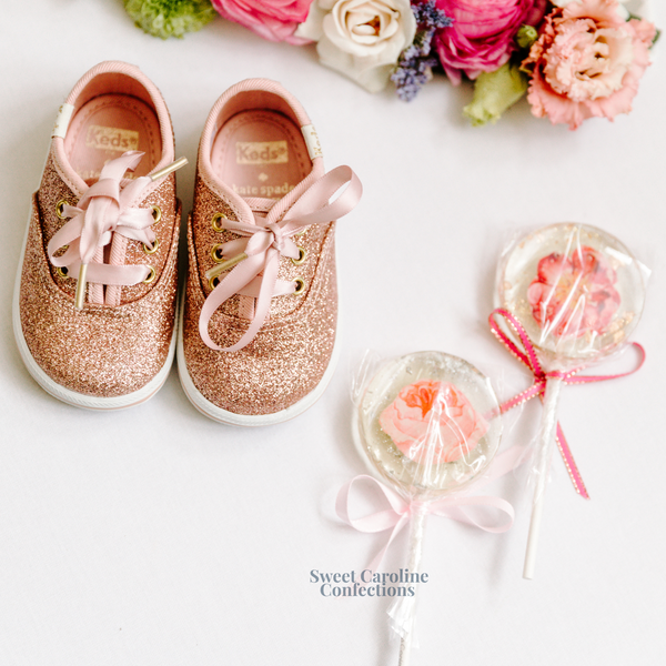 00477 HOT PINK FLOWER - Sweet Caroline Confections | The Original Sparkle Lollipops