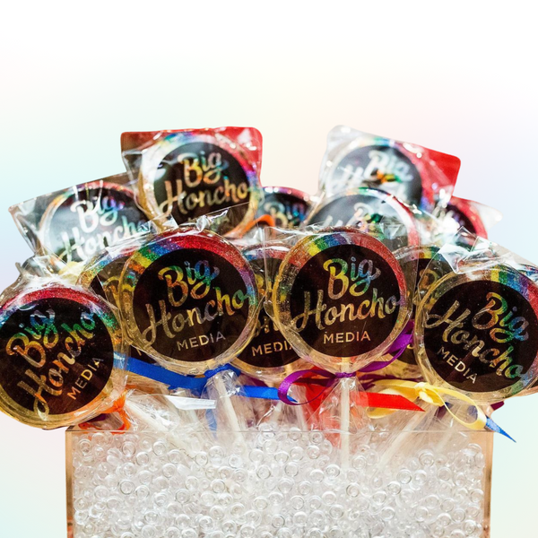 Branded Clear Sticker Logo Lollipop, Set of 4