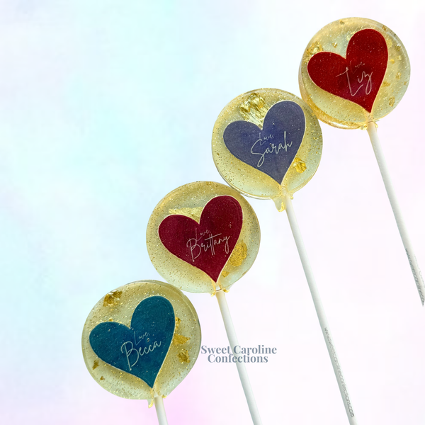 Personalized Valentine's Day Lollipops, Set of 6 - Sweet Caroline Confections | The Original Sparkle Lollipops
